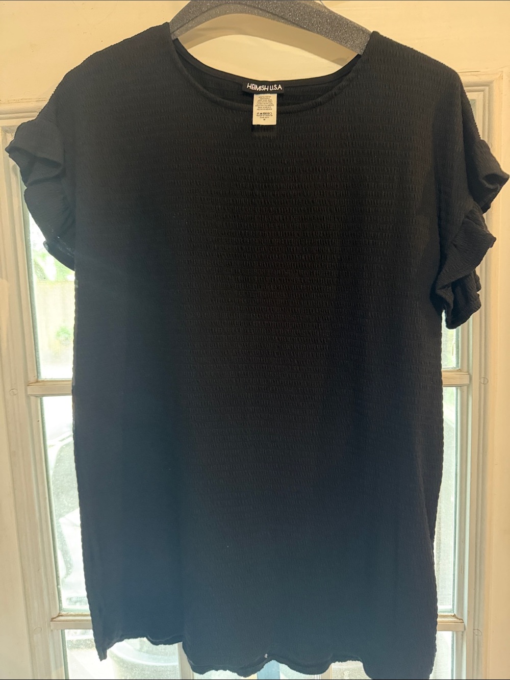 HEIMISH USA Black Short Sleeve Textured Tee
